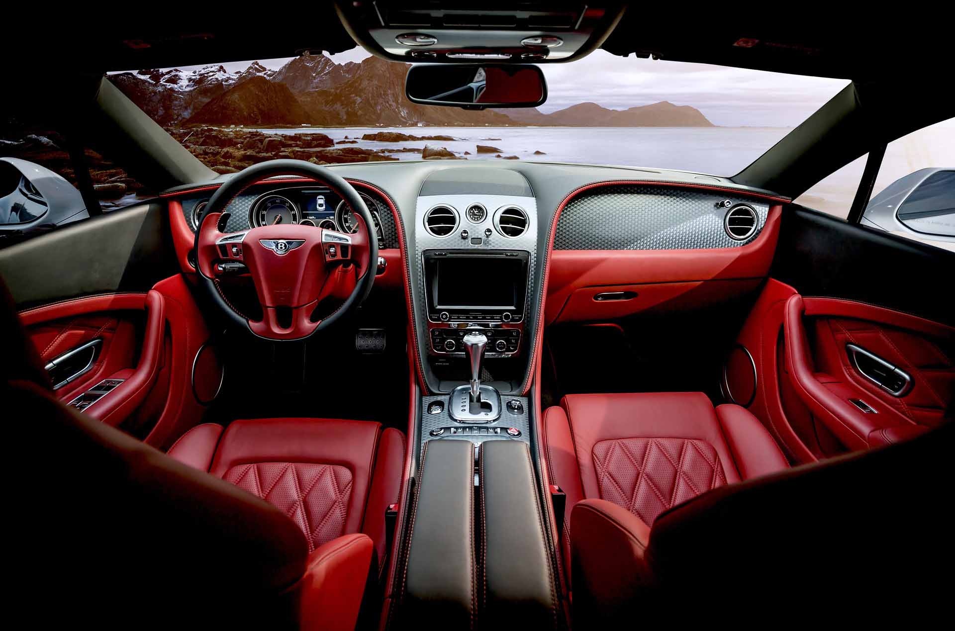 Bentley Continental GT interior with red leather seats